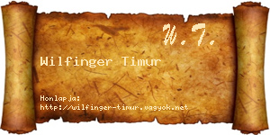 Wilfinger Timur névjegykártya